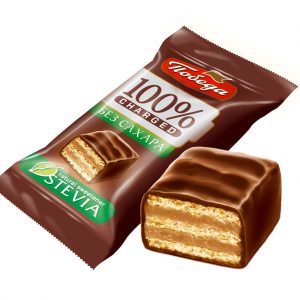 Конфеты вафельные в горьком шоколаде без сахара “Чаржед”