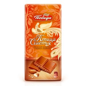 Шоколад молочный с тертым миндалем "Птица счастья"