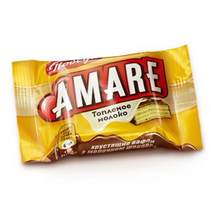Конфета вафельная "Амаре" с начинкой со вкусом топленого молока  в молочном шоколаде
