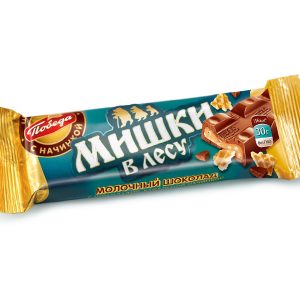 Шоколадный батончик “Мишки в лесу” с шоколадно-вафельной начинкой