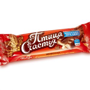 Шоколадный батончик “Птица счастья” с начинкой из миндального пралине