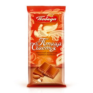 Шоколад молочный с тертым миндалем "Птица счастья"