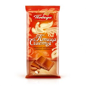 Шоколад молочный с тертым миндалем “Птица счастья”
