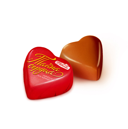 Конфеты шоколадные в форме сердечка с ореховым кремом